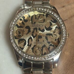 Studio Leopard Cheetah Print Gold Tone Women’s Watch